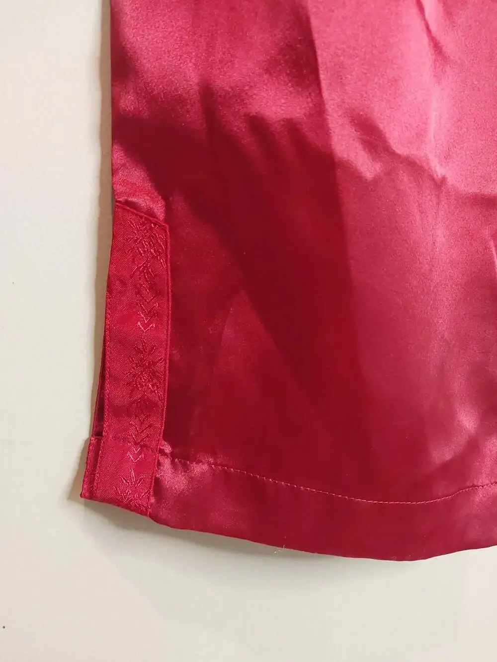 Vintage Victoria's Secret Gold Label Button Front Satin Red Brocade Sleep Shirt